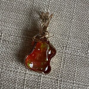 Custom 14K Gold Mexican Opal Pendant